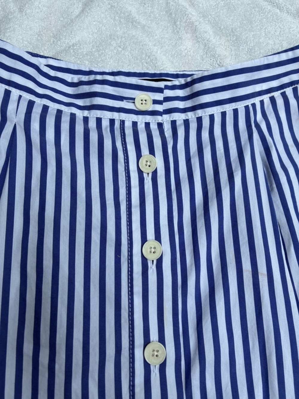 Beautiful coastal blue and white striped midi button up skirt size 10 - Picture 3 of 6